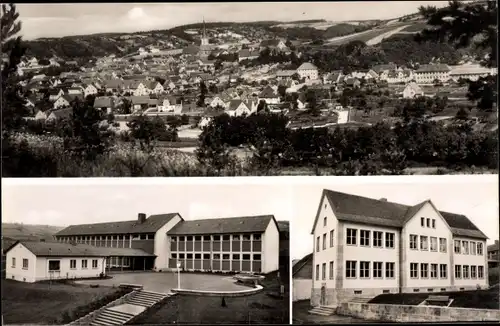 Ak Grünsfeld in Baden, Gesamtansicht, Schule, Gebäude