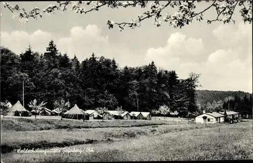 Ak Grünberg in Hessen, Walderholungsstätte, Zelte, Hütten