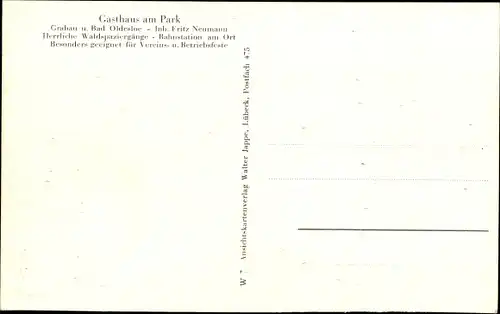 Ak Bad Oldesloe in Schleswig Holstein, Gasthaus am Park, Horst Helmholz, Garten, Inneres, Schloss