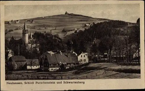 Ak Neuhausen im Erzgebirge, Schloss Purschenstein und Schwartenberg