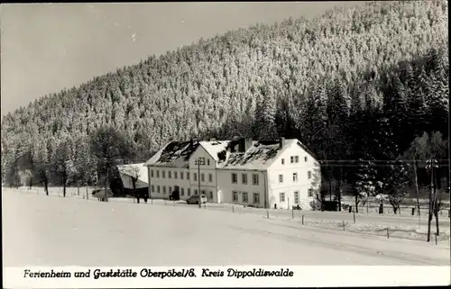 Ak Oberpöbel Dippoldiswalde Sachsen, Ferienheim und Gaststätte im Winter