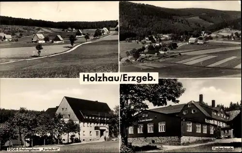 Ak Holzhau Erzgebirge, Teilansichten, FDGB Erholungsheim Fortschritt, Fischerbaude