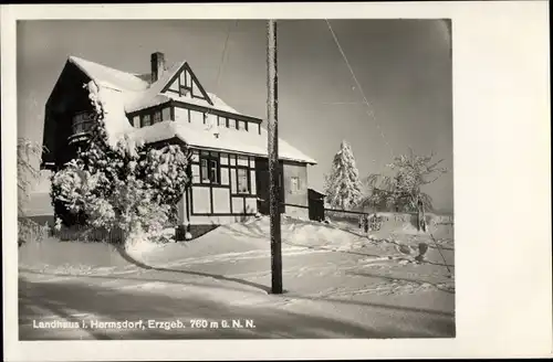 Ak Hermsdorf im Osterzgebirge, Fremdenhof Zollhaus, Winter