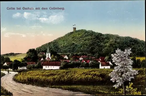 Ak Collm Wermsdorf in Sachsen, Blick auf den Ort mit Collmberg