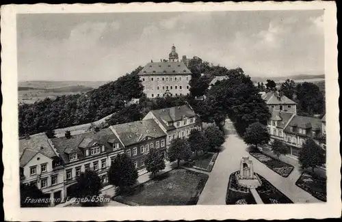 Ak Frauenstein im Erzgebirge, Blick ins Ortsinnere und auf das Schloss