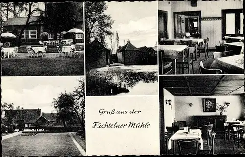 Ak Olfen in Nordrhein Westfalen, Gaststätte Füchtelner Mühle, Innenräume, Terrasse