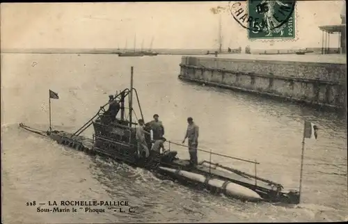 Ak La Pallice Rochelle Charente Maritime, Französisches U Boot, Le Phoque, Sous Marin