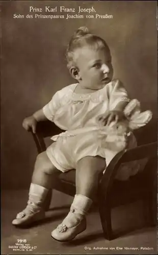 Ak Prinz Karl Franz Joseph, Sohn des Prinzenpaares Joachim von Preußen