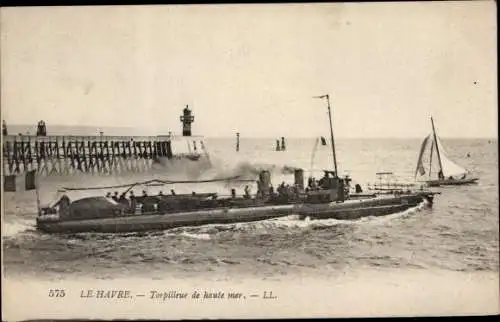 Ak Le Havre Seine Maritime, torpilleur de haute mer