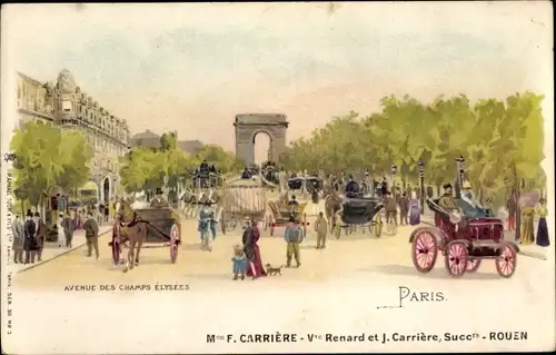 Litho Paris VIII, Avenue des Champs-Élysées, Blick auf den Triumphbogen