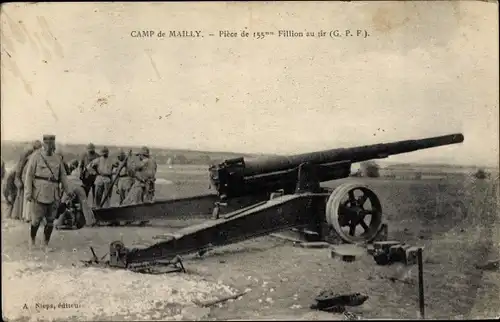 Ak Mailly le Camp Aube, Piece de 155mm Fillion au tir