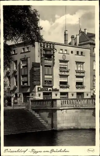 Ak Düsseldorf am Rhein, Restaurant Tigges am Brückchen, Außenansicht