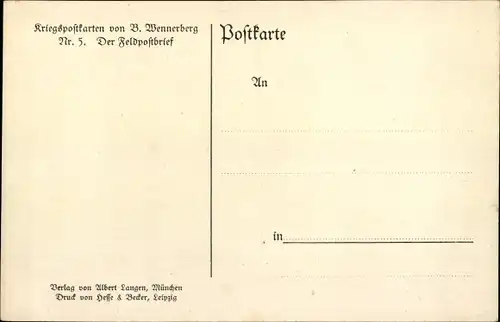 Künstler Ak Wennerberg, Bruno, Der Feldpostbrief, Frau, Postbote