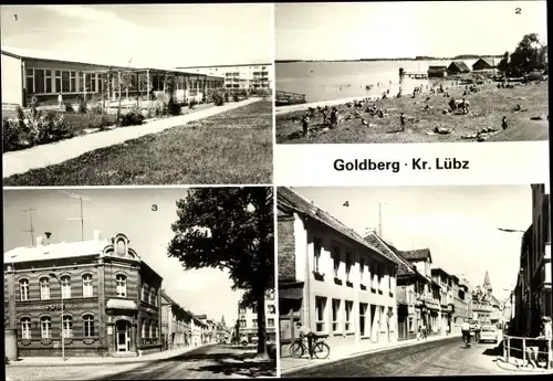 Ak Goldberg in Mecklenburg, Kindergarten, Am See, Postamt, Straße des Friedens