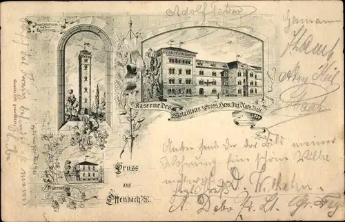 Litho Ottenbach in Württemberg, Kaserne 2. Batl. Großhess. Inf. Regt. Nr. 2