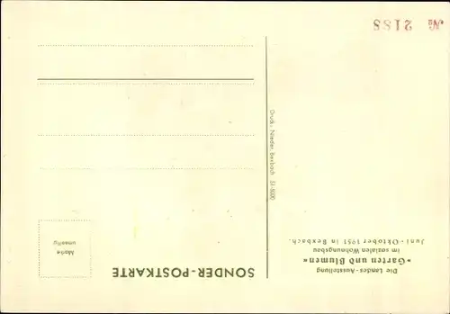 Ak Bexbach, Gartenausstellung des Saarlandes, Sozialer Wohnungsbau 1951