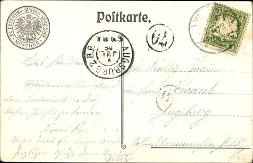 Ganzsachen Künstler Ak München, XV. Deutsches Bundesschießen 1906, Hauptportal zum Festplatz