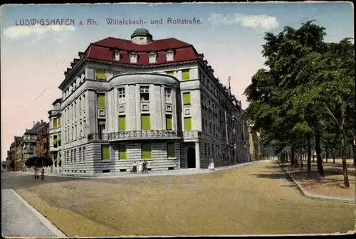 Ak Ludwigshafen am Rhein, Blick in die Wittelsbach Straße und Rottstraße