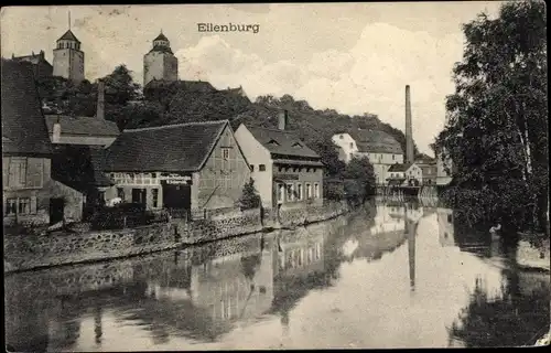 Ak Eilenburg an der Mulde, Teilansicht mit Flusspartie