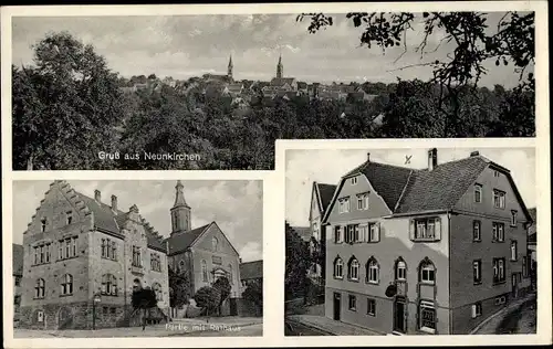 Ak Neunkirchen in Baden, Rathaus, Gasthaus und Pension zum Adler