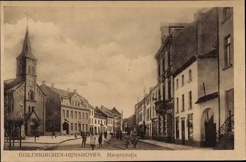 Ak Hünshoven Geilenkirchen in Nordrhein Westfalen, Hauptstraße, Kirche