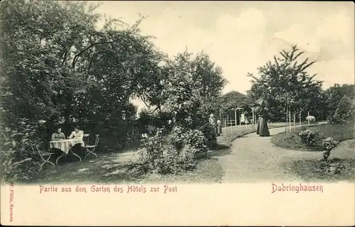 Ak Dabringhausen Wermelskirchen im Bergischen Land, Gasthof zur Post, Hotel, Gartenpartie