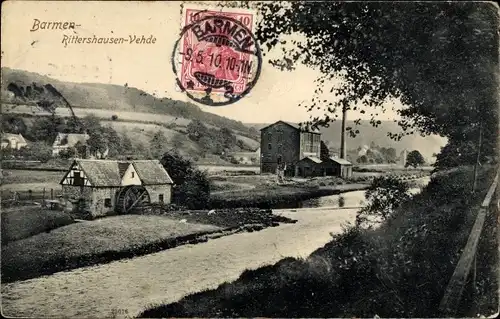 Ak Vehde Rittershausen Barmen Oberbarmen Wuppertal, Ortspartie, Wassermühle