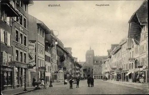 Ak Waldshut Tiengen am Hochrhein, Hauptstraße, Geschäfte