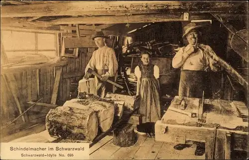 Ak Schwarzwald, Schindelmacher in der Werkstatt