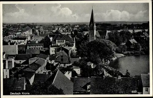 Ak Wałcz Deutsch Krone Pommern, Teilansicht, Kirchturm, Häuser