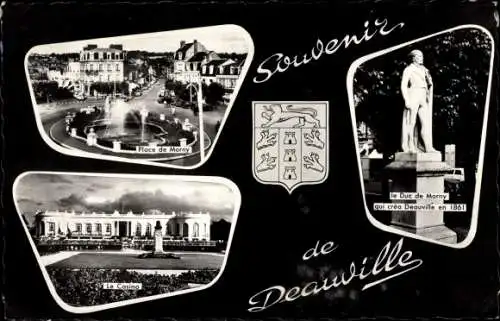 Wappen Ak Deauville Calvados, Place de Morny, Le Casino, Le Duc de Morny