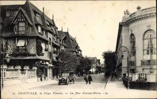 Ak Deauville Calvados, La Plage de Fleurie, La Rue Gontant Biron