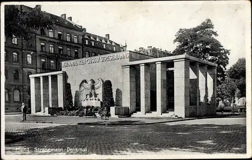 Ak Mainz am Rhein, Partie am Stresemann Denkmal