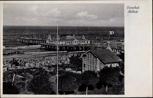 Ak Ostseebad Ahlbeck Heringsdorf auf Usedom, Strand, Seebrücke