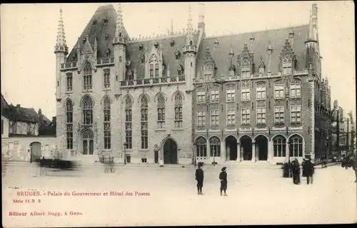 Ak Bruges Brügge Flandern Westflandern, Palais du Gouverneur et Hotel des Postes