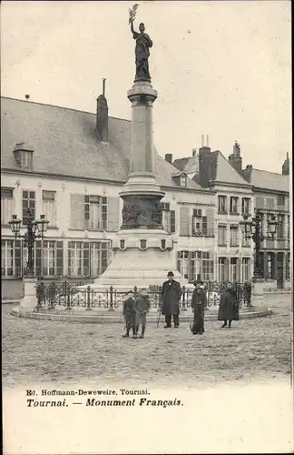 Ak Tournai Wallonien Hennegau, Monument Francais