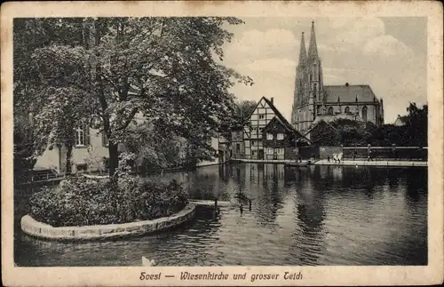 Ak Soest in Westfalen, Wiesenkirche und Großer Teich