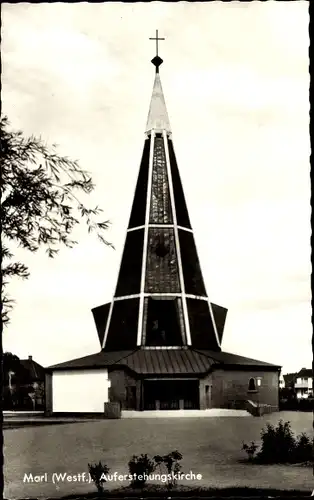 Ak Marl im Ruhrgebiet, Auferstehungskirche, Fontalansicht