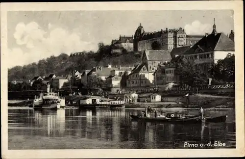 Ak Pirna an der Elbe, Blick zum Schloss, Teilansicht