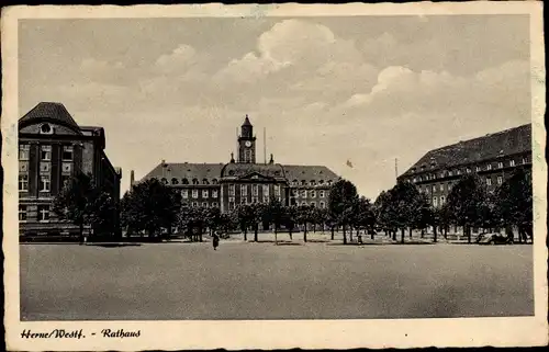 Ak Herne im Ruhrgebiet Westfalen, Rathaus, Platzansicht