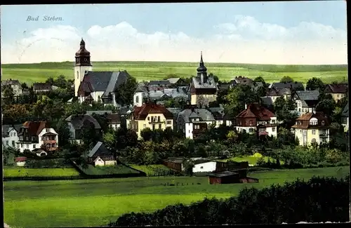 Ak Bad Steben Frankenwald, Blick zum Ort, Kirche