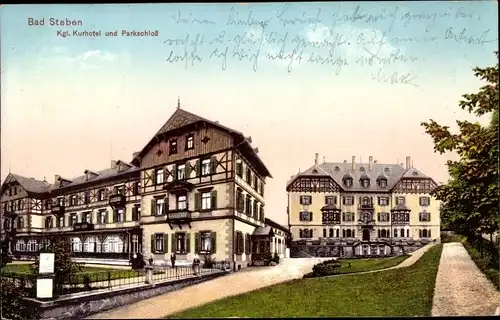 Ak Bad Steben im Frankenwald Bayern, Kgl. Kurhotel und Parkschloss