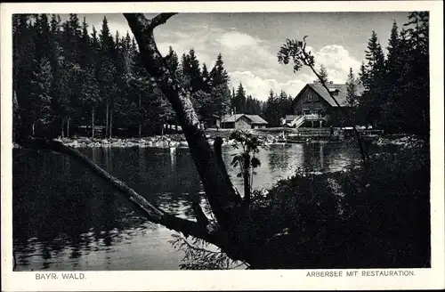 Ak Bayerisch Eisenstein, Arbersee mit Restaurant