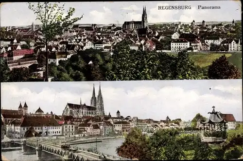 Ak Regensburg an der Donau Oberpfalz, Panorama