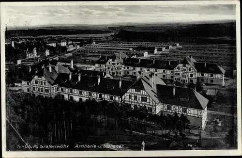 Ak Grafenwöhr in Bayern, Artillerie- und Stallager, Truppenübungsplatz