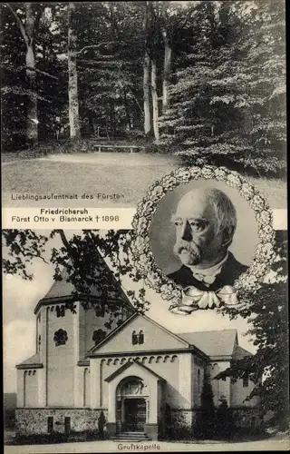 Ak Friedrichsruh Aumühle, Fürst Otto von Bismarck, Portrait, Gruftkapelle