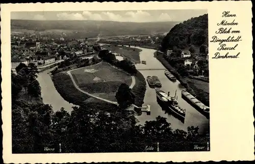 Ak Hann. Münden in Niedersachsen, Blick vom Dingelstedt Pressel Denkmal