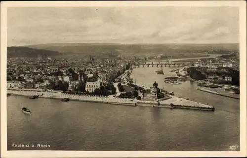 Ak Koblenz am Rhein, Luftbild vom Ort, Mündung