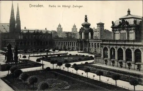 Ak Dresden Altstadt, Partie mit Königl. Zwinger