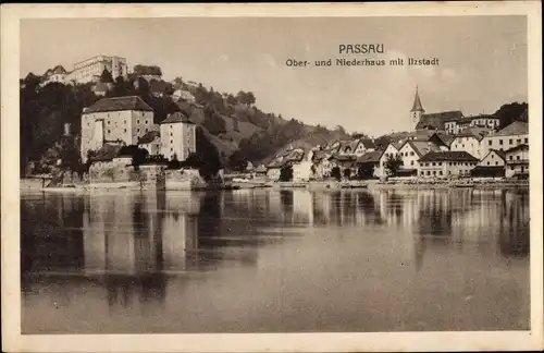 Ak Passau in Niederbayern, Ober- und Niederhaus mit Ilzstadt